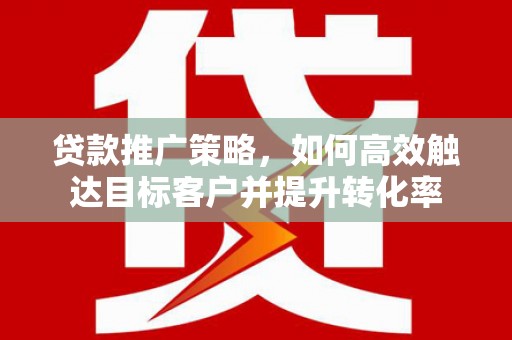 灵台贷款推广策略，如何高效触达目标客户并提升转化率