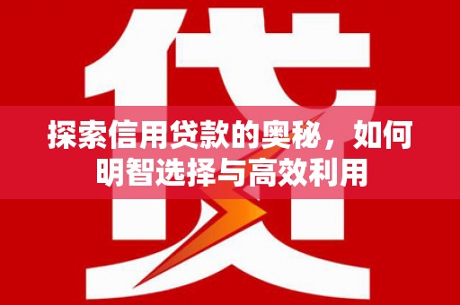 灵台探索信用贷款的奥秘，如何明智选择与高效利用